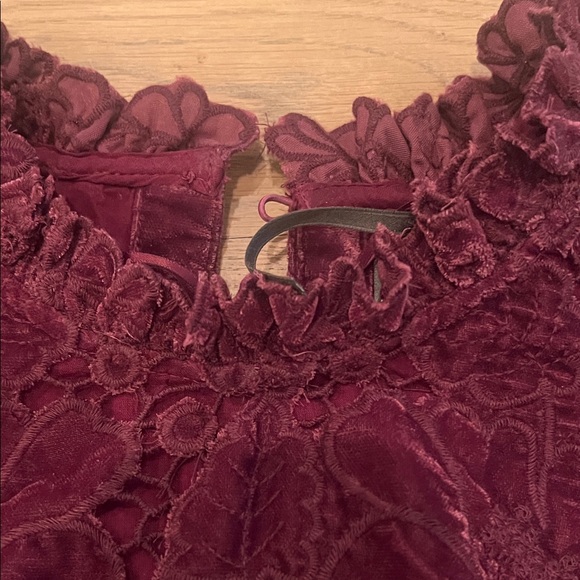 Anthropologie Burgundy Lace Blouse - Picture 2 of 3
